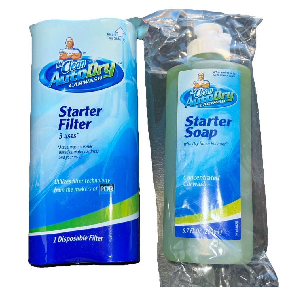 Mr Clean AutoDry Car‎ Wash Starter Filter 3 Uses and Starter Soap 6.7 oz Sealed